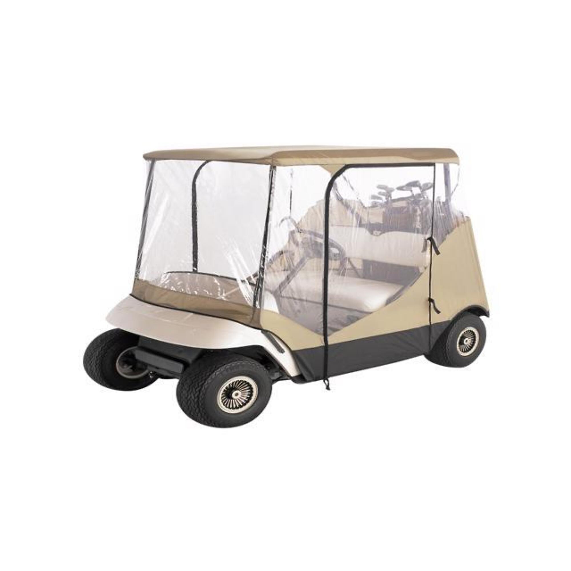 Classic Accessories, Fairway 2-Person Travel 4-Sided Golf Cart Enclosure, Cover Type Golf Cart, Color Tan, Material Polyester, Model# 72052